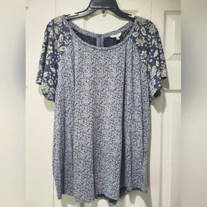 Lucky Brand Navy Floral Blouse, Size XXL